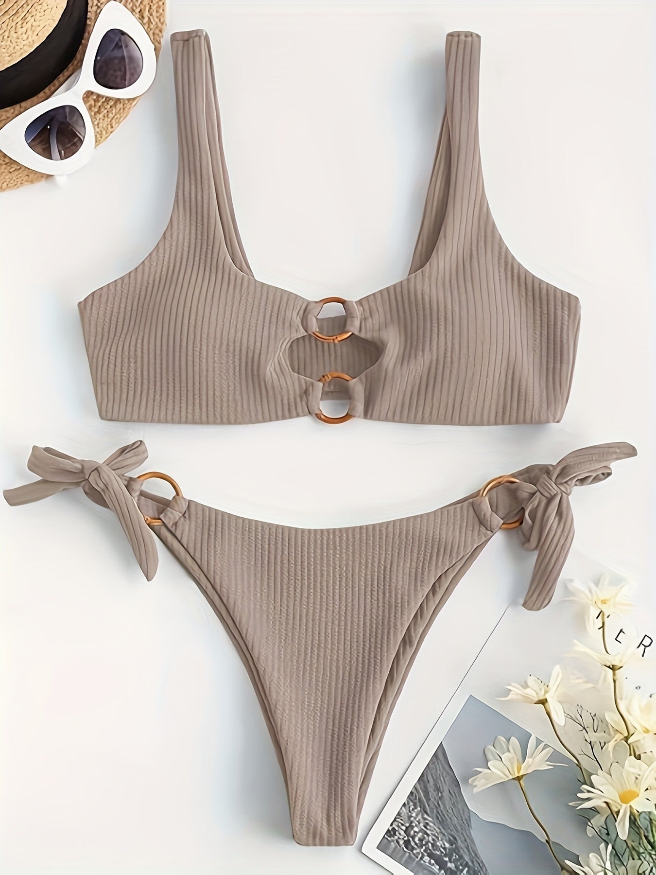 ZAFUL Women's Ring Strap Bikini Set
