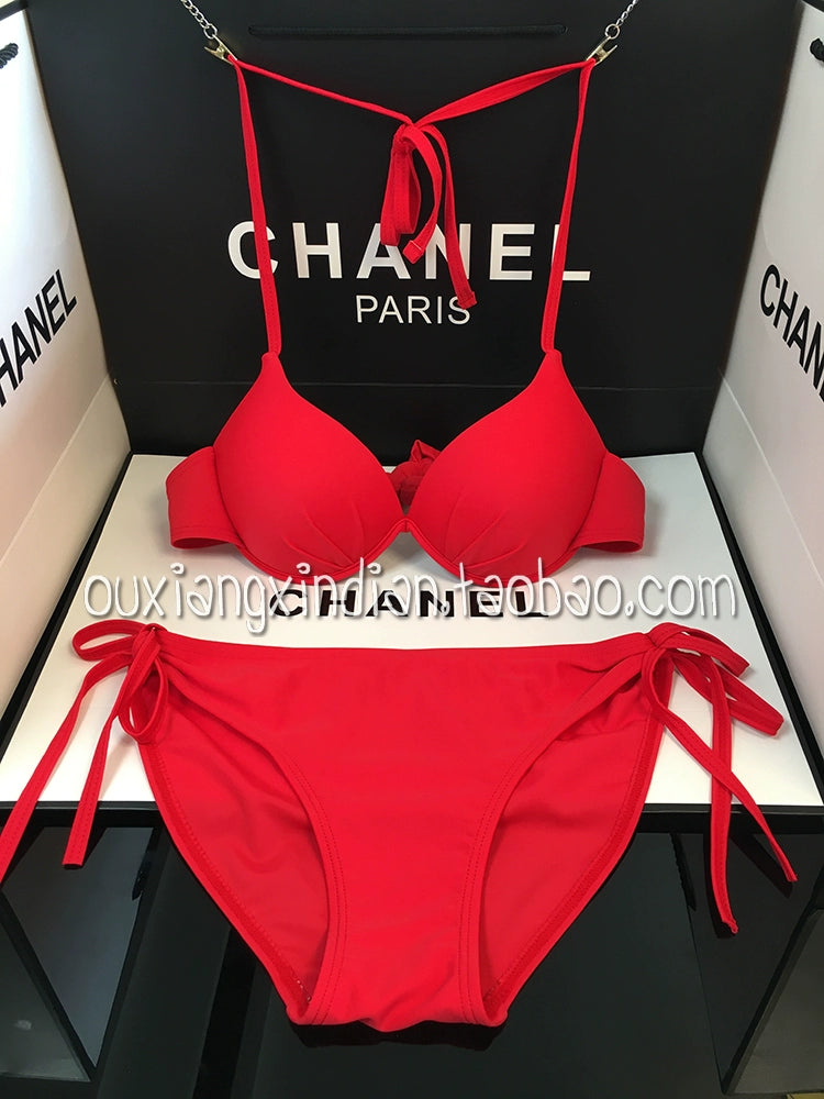 Idol Sexy Rose Red Pink Bikini Steel Bracket Push up Swimsuit