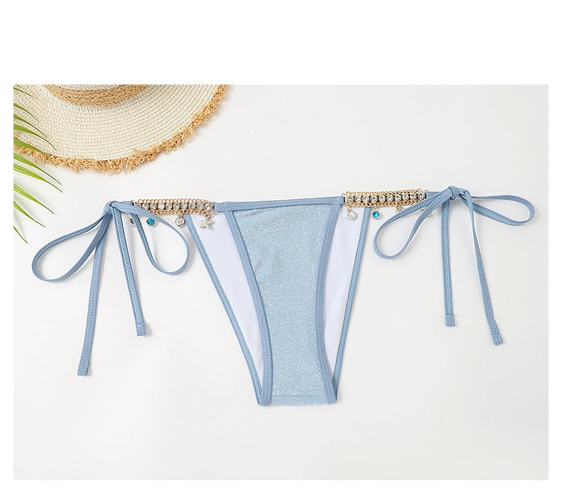 Swimsuit Women's Chain Fashion Pure Desire Wind Strap Triangle Bikini Three-Point Ins Sexy Vacation Swimsuit