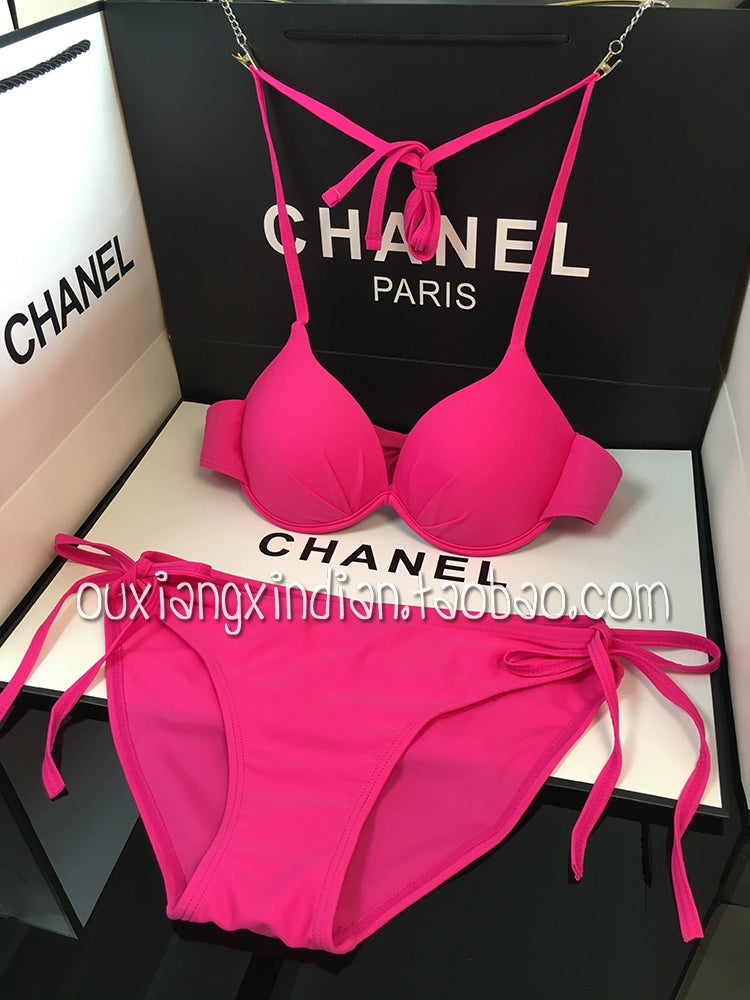 Idol Sexy Rose Red Pink Bikini Steel Bracket Push up Swimsuit
