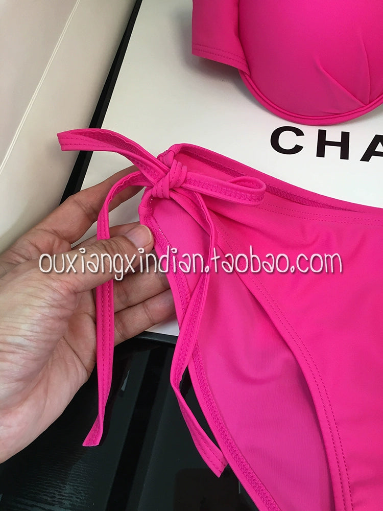 Idol Sexy Rose Red Pink Bikini Steel Bracket Push up Swimsuit
