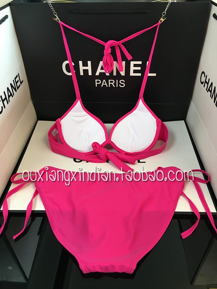 Idol Sexy Rose Red Pink Bikini Steel Bracket Push up Swimsuit