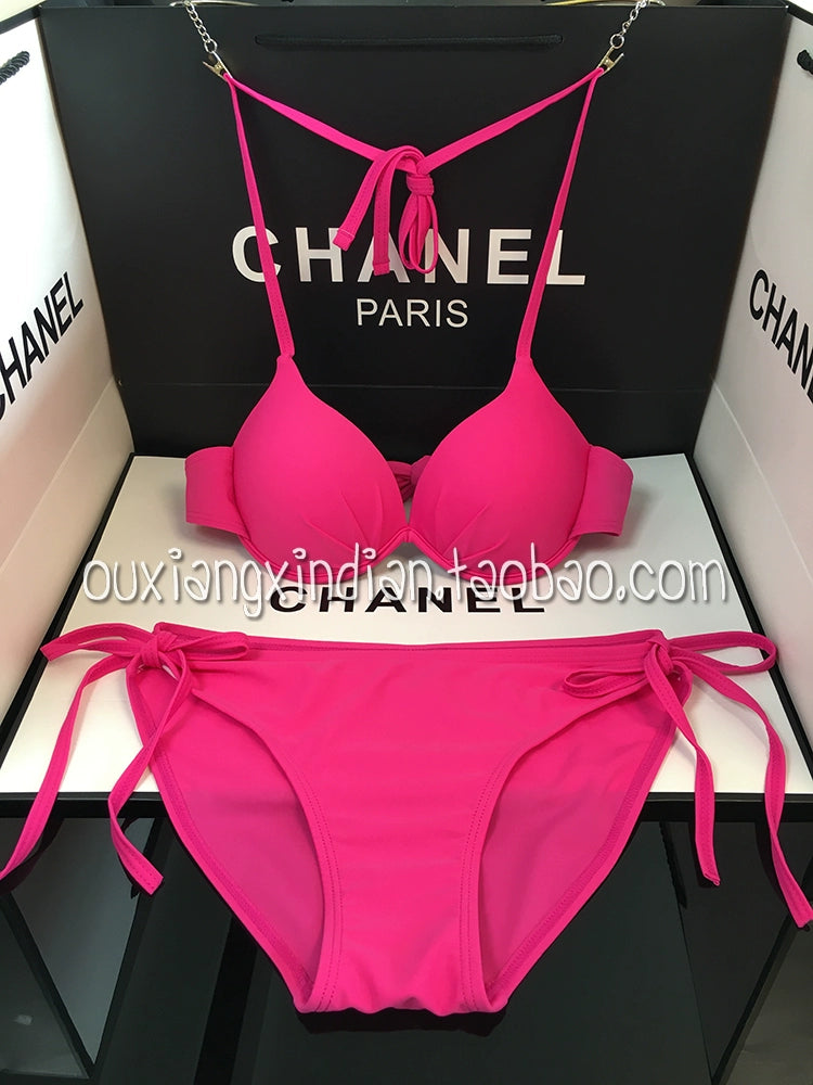 Idol Sexy Rose Red Pink Bikini Steel Bracket Push up Swimsuit