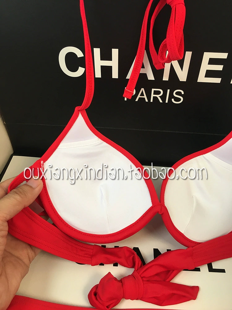 Idol Sexy Rose Red Pink Bikini Steel Bracket Push up Swimsuit