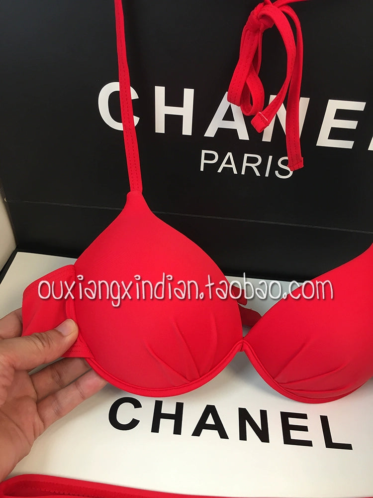 Idol Sexy Rose Red Pink Bikini Steel Bracket Push up Swimsuit