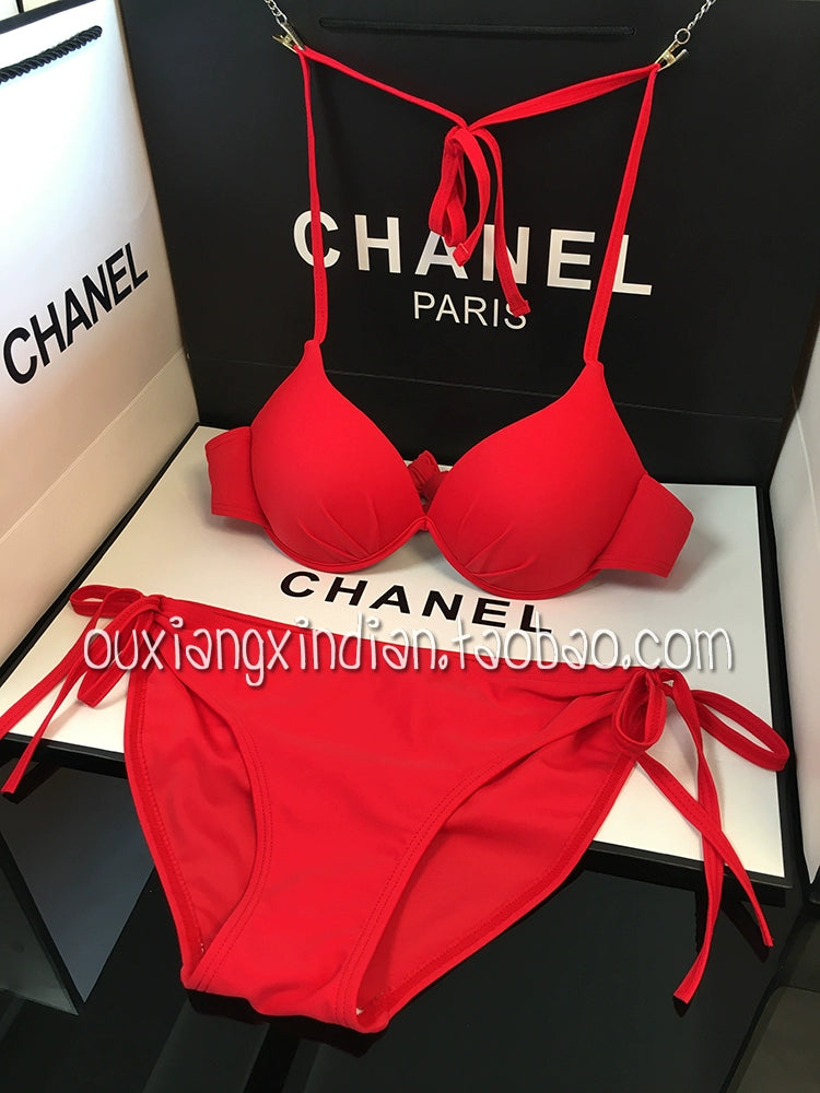 Idol Sexy Rose Red Pink Bikini Steel Bracket Push up Swimsuit
