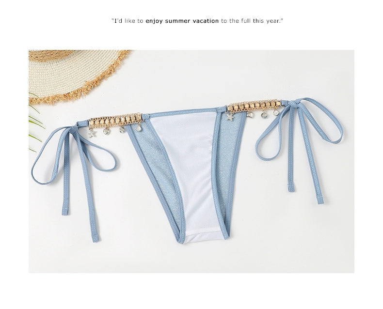 Swimsuit Women's Chain Fashion Pure Desire Wind Strap Triangle Bikini Three-Point Ins Sexy Vacation Swimsuit