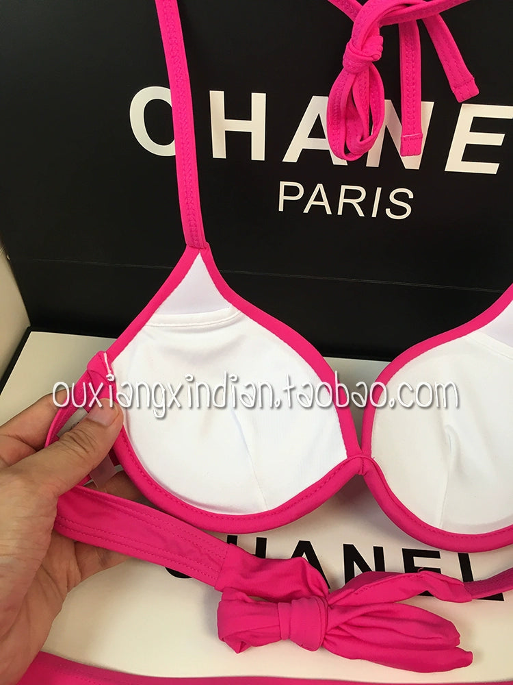 Idol Sexy Rose Red Pink Bikini Steel Bracket Push up Swimsuit