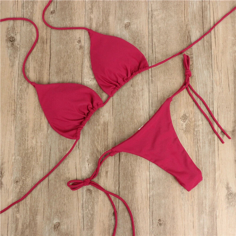 Brazilian Bikini Set Push-up Padded Bra Thong Two Pieces
