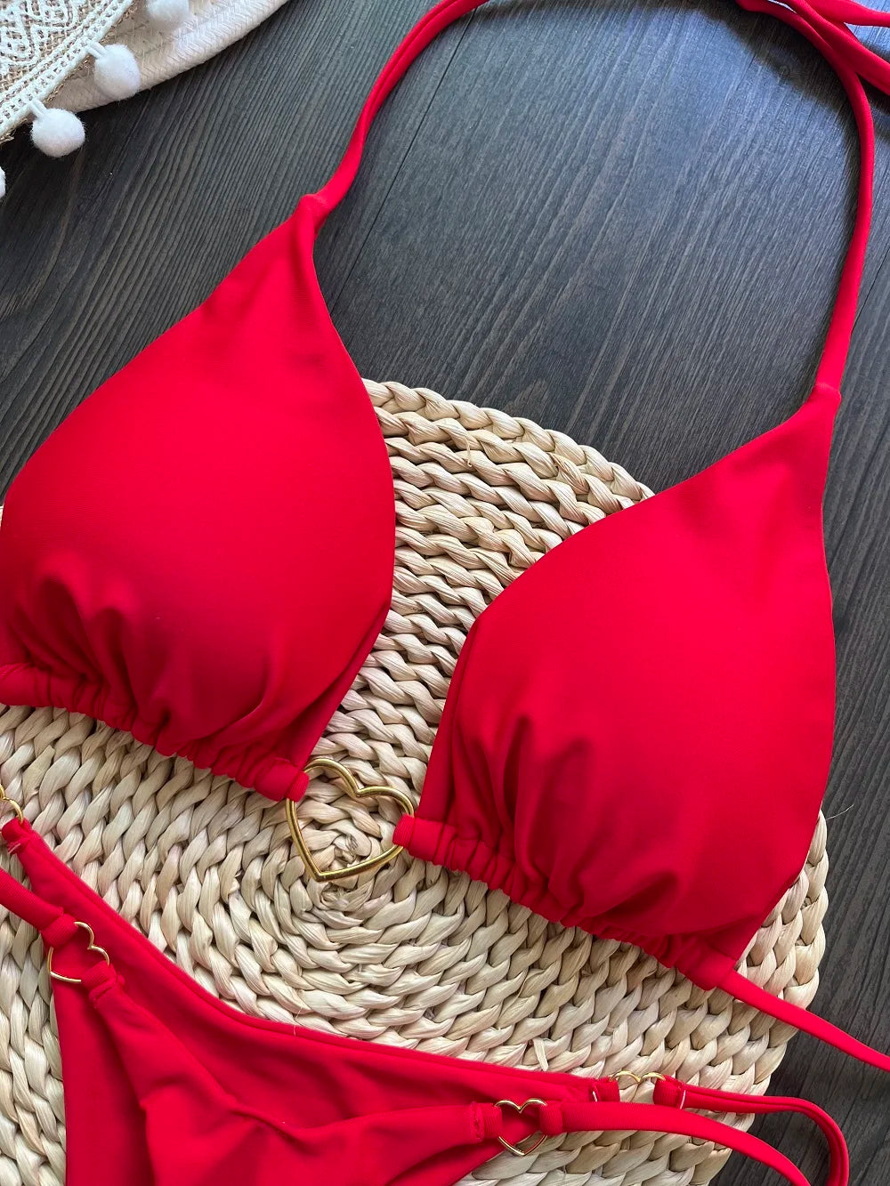 Sexy Halter Solid color Bikini Set Triangle Thong Brazilian