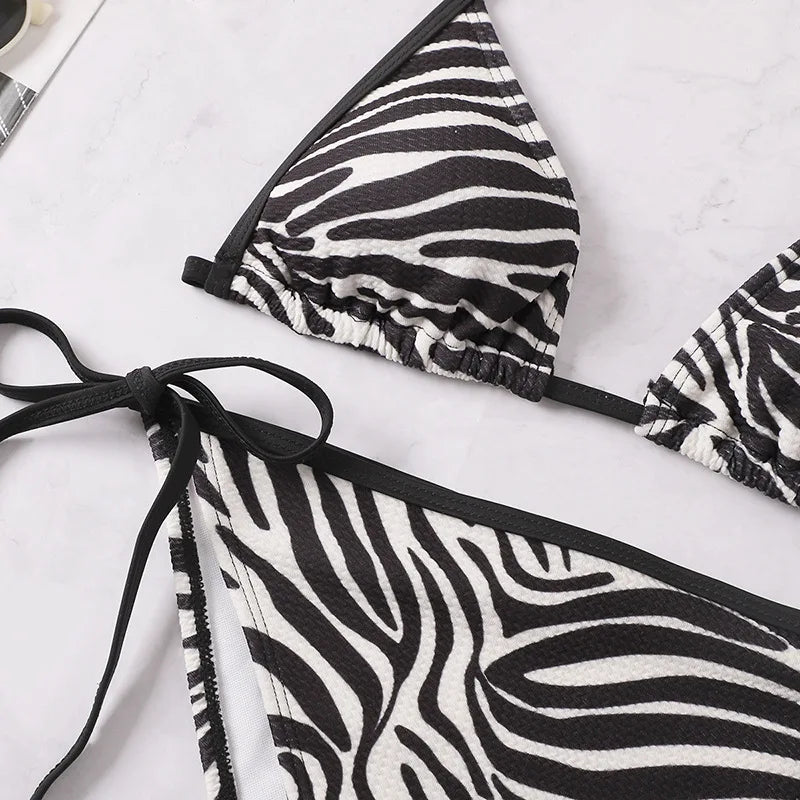 Sexy Rear Tie Fastening Bikini Set Summer Swimsuit S-XL Beachwear