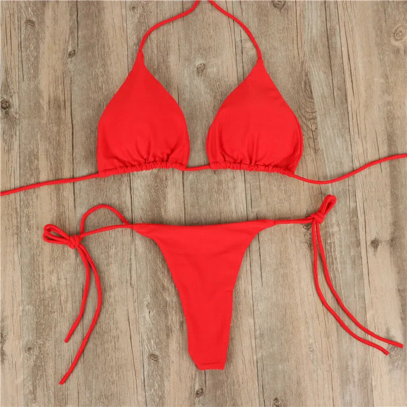 Brazilian Bikini Set Push-up Padded Bra Thong Two Pieces