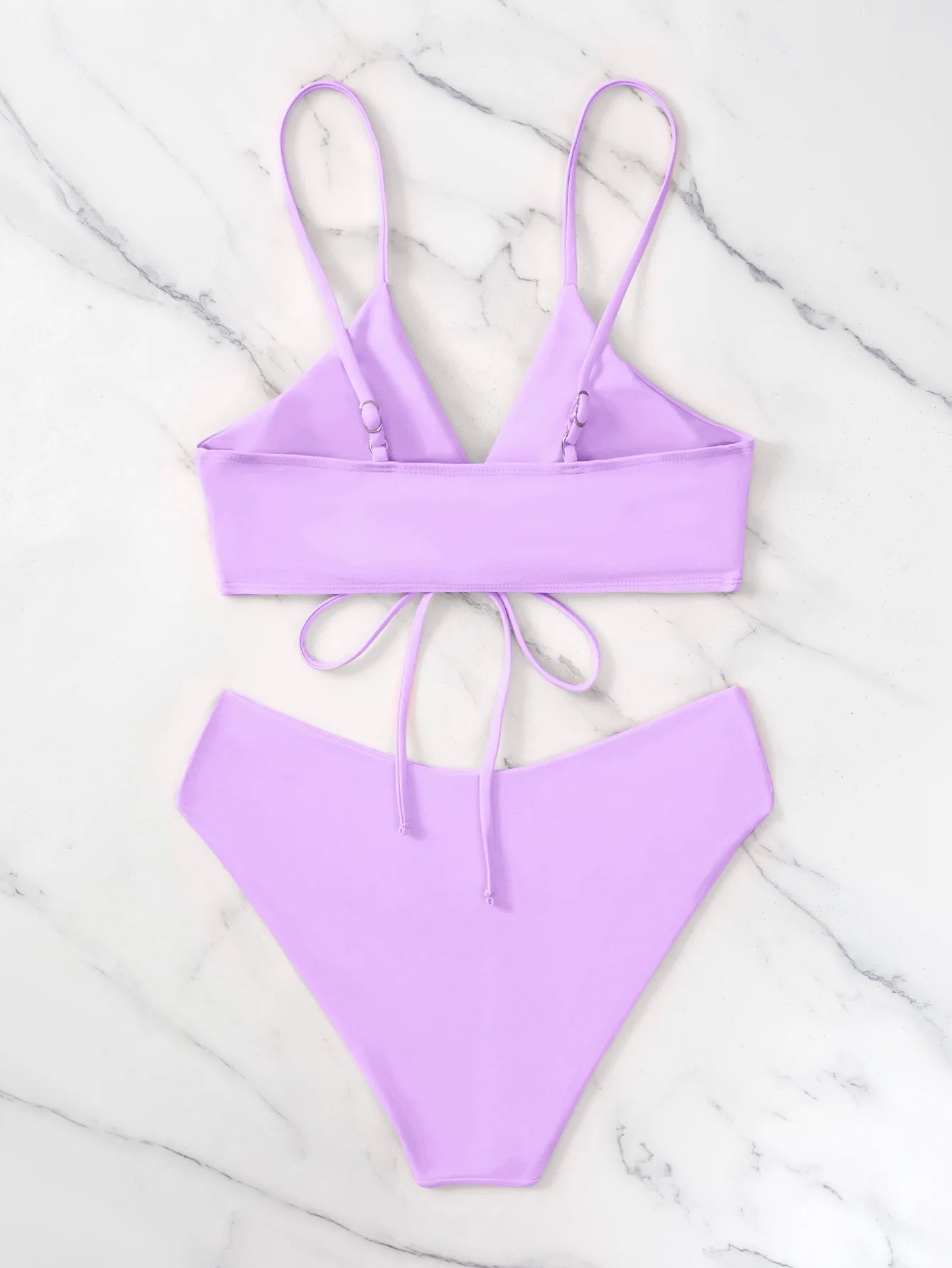 New Women's Swimsuit, High Waist 2-piece Bikini Set, V-neck Suspender Backless Beach Swimwear