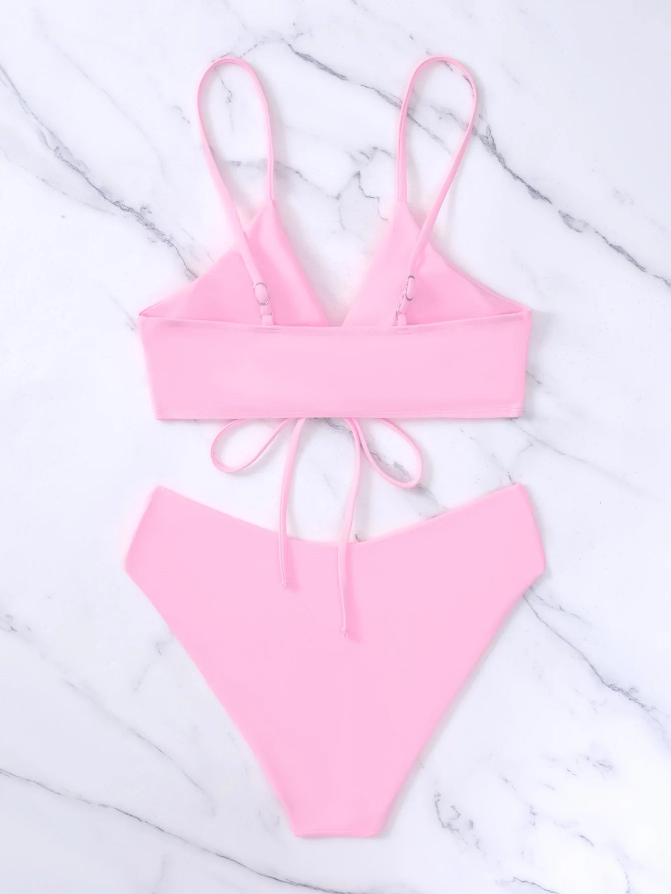New Women's Swimsuit, High Waist 2-piece Bikini Set, V-neck Suspender Backless Beach Swimwear
