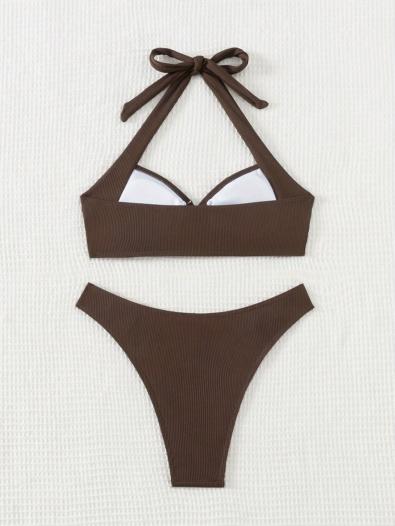 New Swimsuit Split Women's Small Pit Stripe Fabric Solid Color Bikini