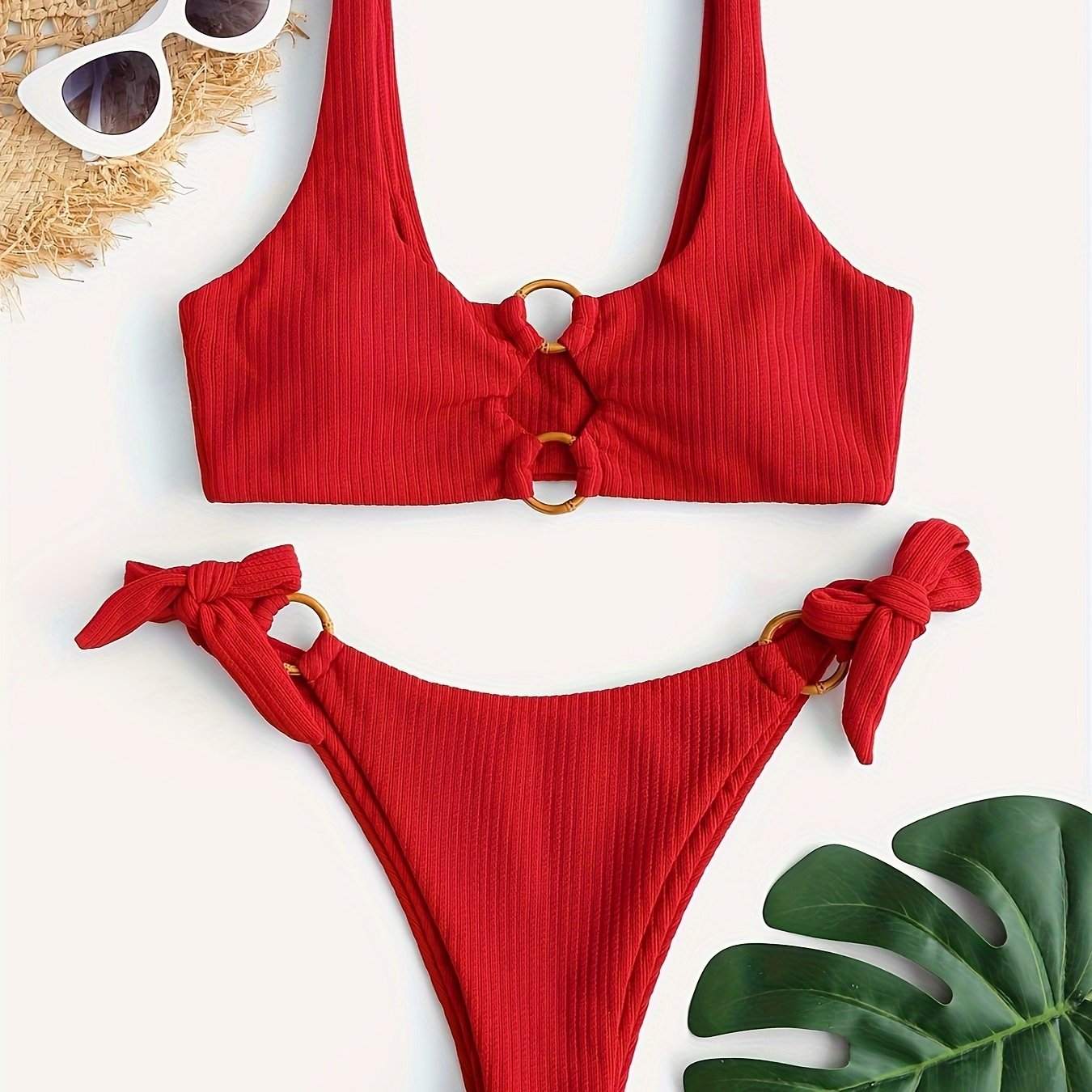 ZAFUL Women's Ring Strap Bikini Set