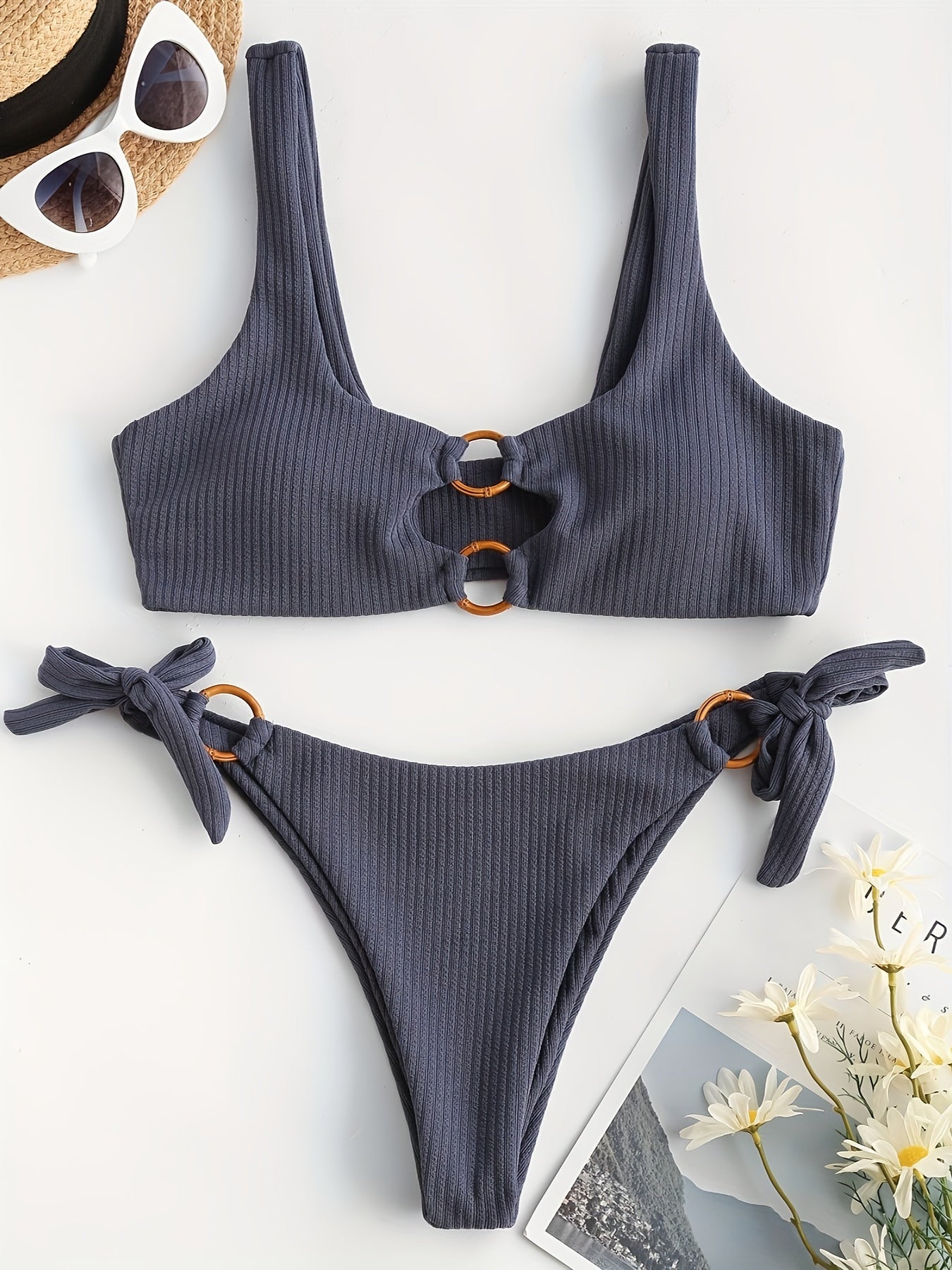 ZAFUL Women's Ring Strap Bikini Set