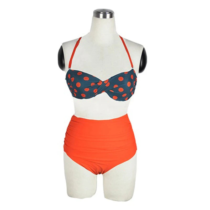 Cutest Retro Swimsuit Vintage Pin Up High Waist Bikini Set S/M/L/XL