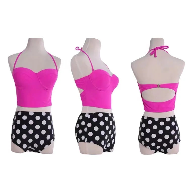 Cutest Retro Swimsuit Vintage Pin Up High Waist Bikini Set S/M/L/XL