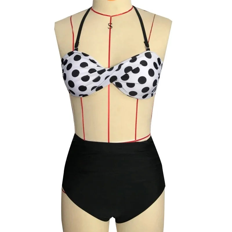 Cutest Retro Swimsuit Vintage Pin Up High Waist Bikini Set S/M/L/XL