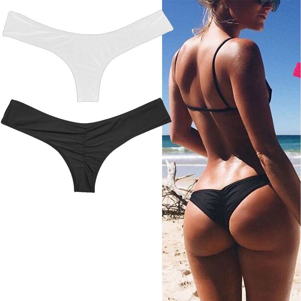 S-XL Sexy Women Bikini Brazilian Cheeky Bottom Thong V Swimwear