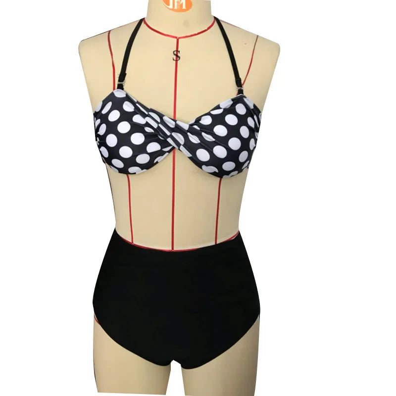 Cutest Retro Swimsuit Vintage Pin Up High Waist Bikini Set S/M/L/XL