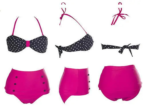 Cutest Retro Swimsuit Vintage Pin Up High Waist Bikini Set S/M/L/XL