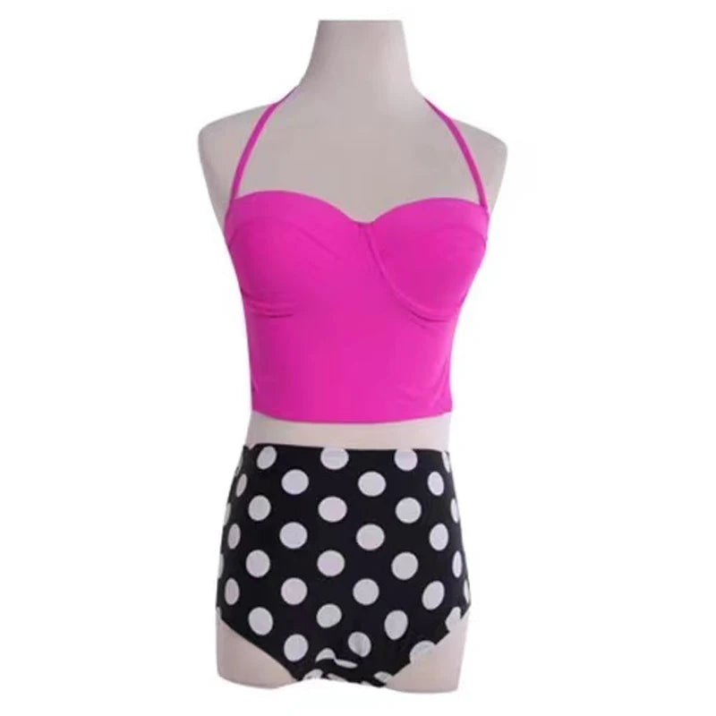 Cutest Retro Swimsuit Vintage Pin Up High Waist Bikini Set S/M/L/XL