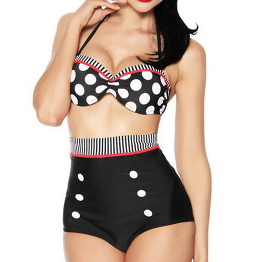 Cutest Retro Swimsuit Vintage Pin Up High Waist Bikini Set S/M/L/XL