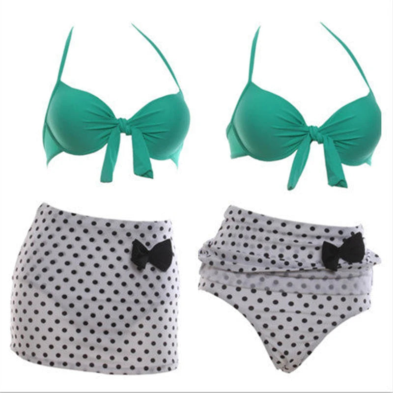 Cutest Retro Swimsuit Vintage Pin Up High Waist Bikini Set S/M/L/XL