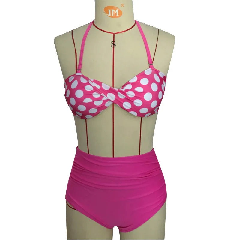 Cutest Retro Swimsuit Vintage Pin Up High Waist Bikini Set S/M/L/XL