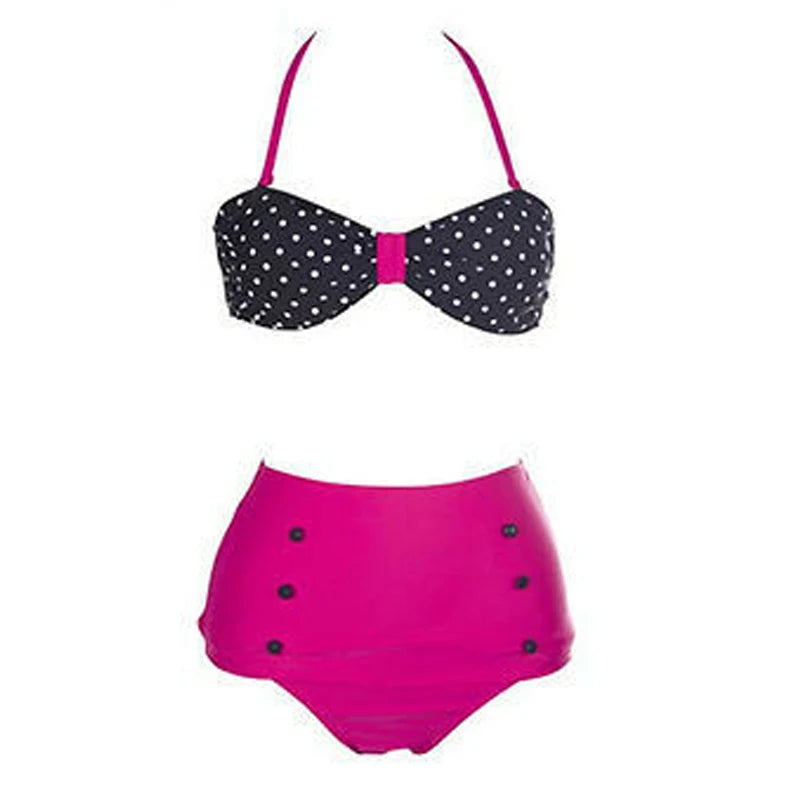 Cutest Retro Swimsuit Vintage Pin Up High Waist Bikini Set S/M/L/XL