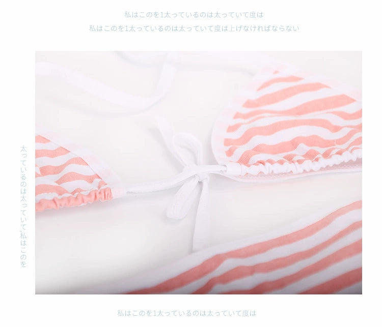 Blue and White Stripes Bikini Shoelace Red and White Stripes Strap Suit Underwear Intimates Pajamas Home Wear