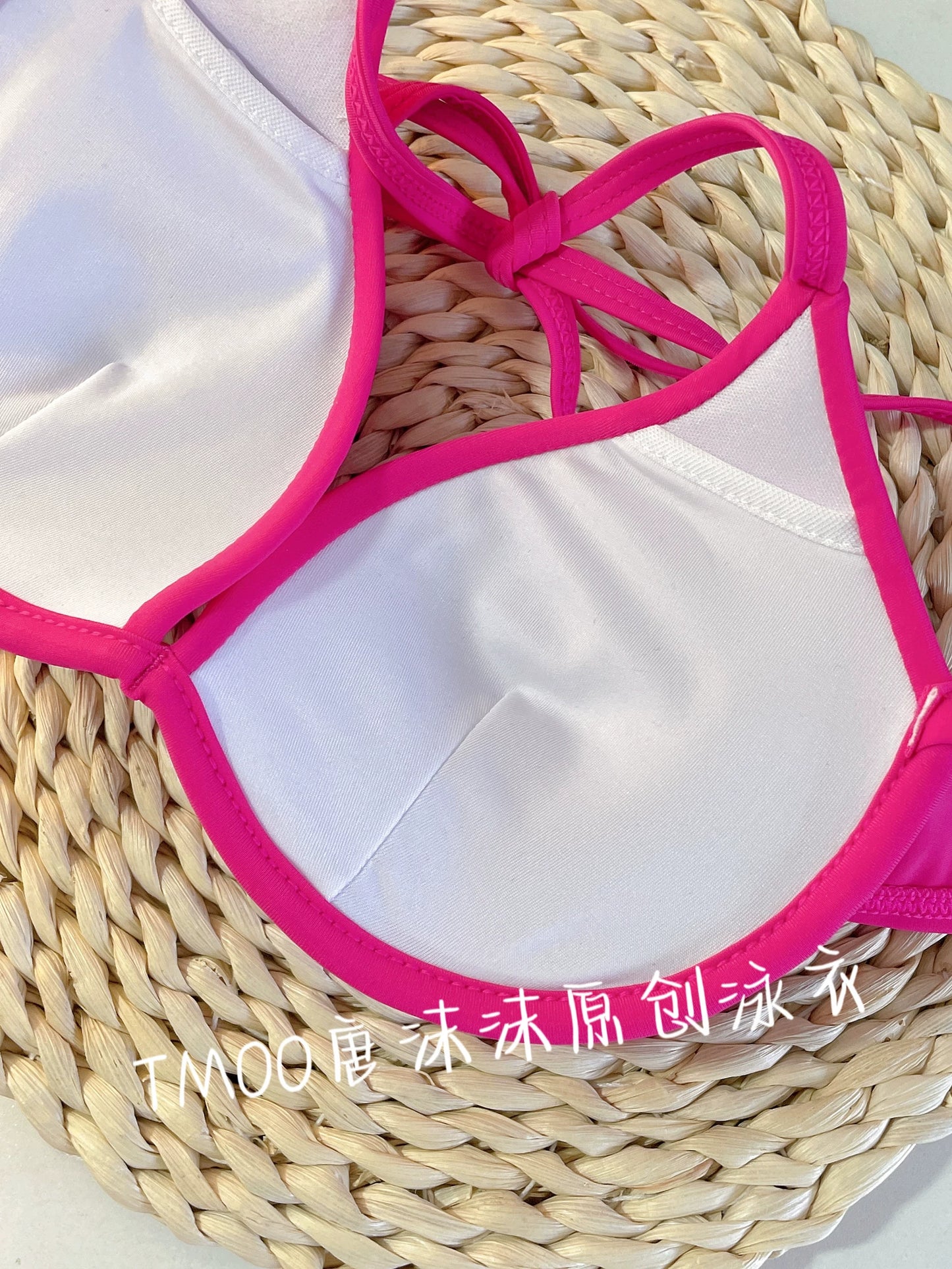 Fashion Wind Pink Big and Small Chest Gathered Hot Spring Bathing Suit