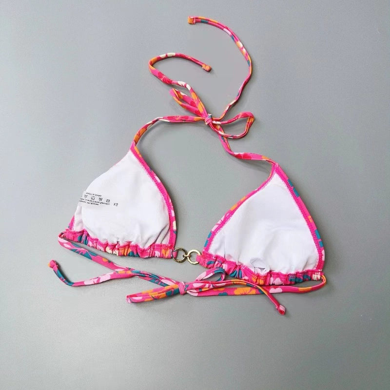 Triangle Cup Women's Swimwear Color Banded Bikini