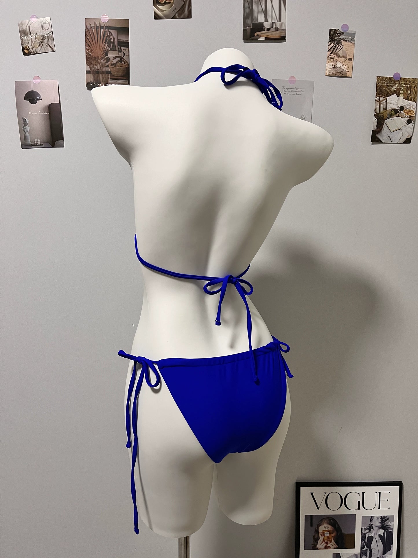 Klein Blue and White Anti-DDoS Seaside Banded Bikini