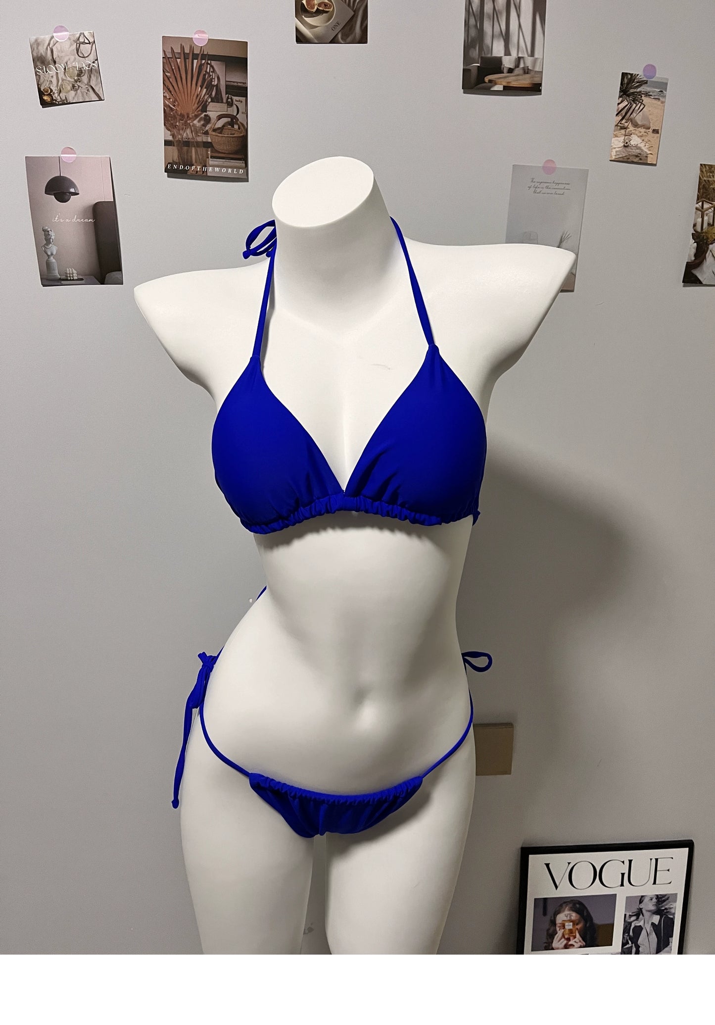 Klein Blue and White Anti-DDoS Seaside Banded Bikini