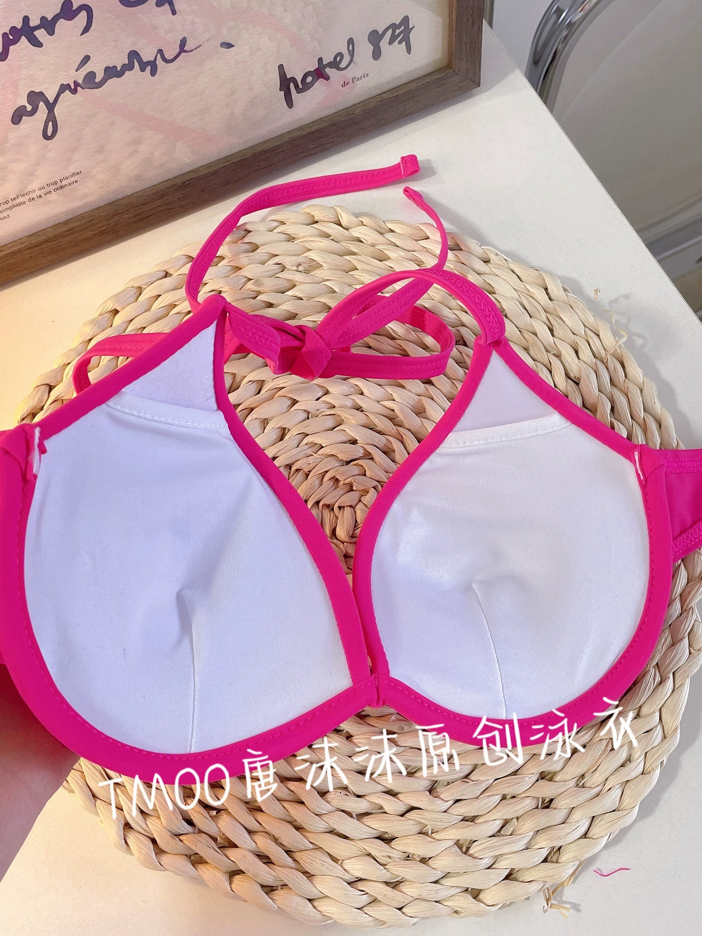 Fashion Wind Pink Big and Small Chest Gathered Hot Spring Bathing Suit