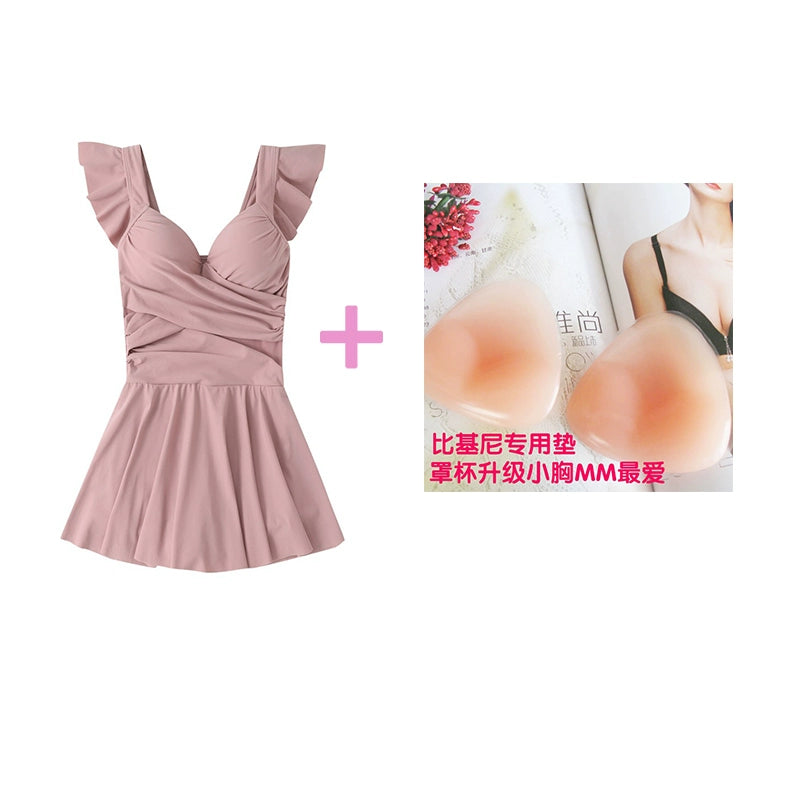 Hot Japanese-Style Retro Steel Ring Sweet Pure Style Swimsuit Dress