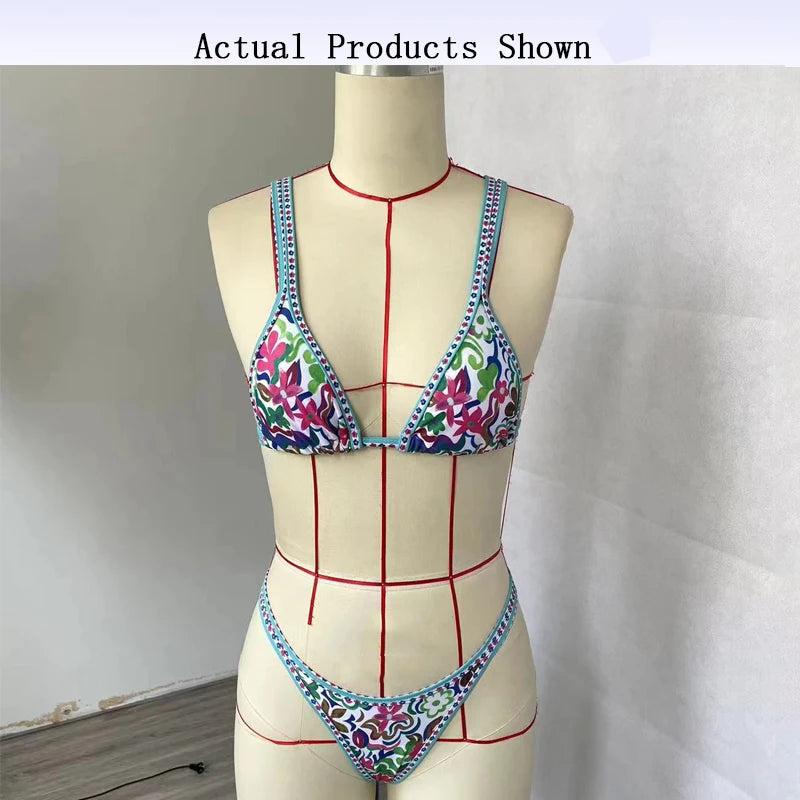 BEACHCICI Sexy Bikini Two-Piece Set High Waist Print Holiday Swimsuit Beach