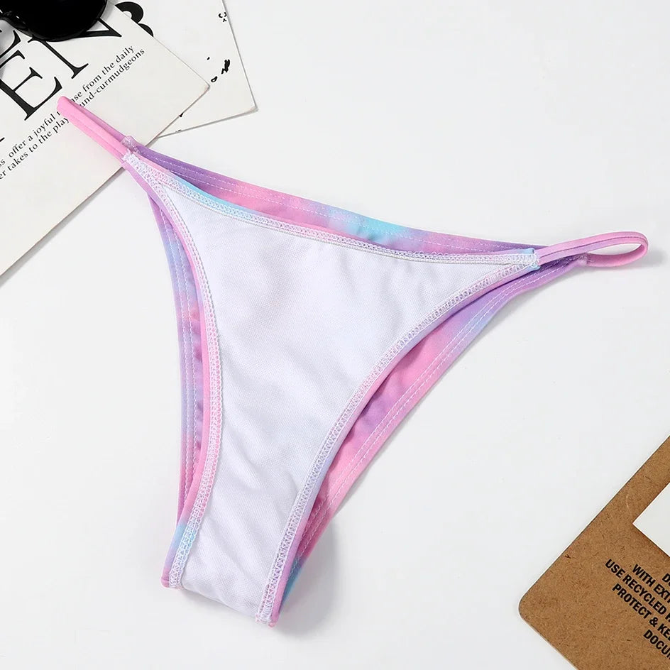 Sexy Bikini Micro Women`s Swimsuit 2024 Tie Dye Mini Thong Brazilian