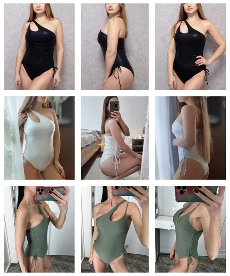 Solid Lace Up Swimsuit Woman Sexy Swimsuit Swimwear For Women Push Up Beachwear Female Bodysuit