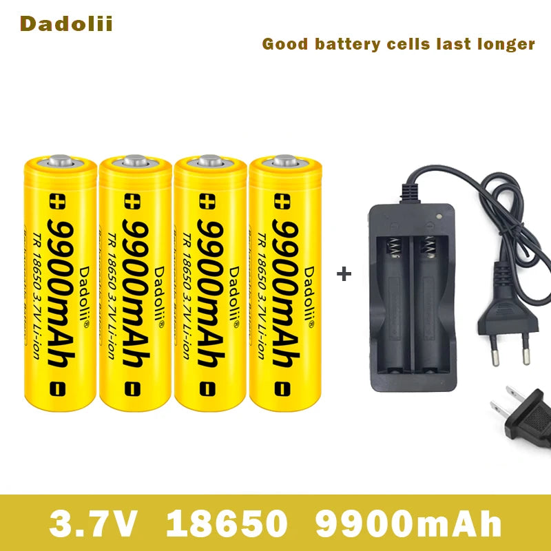 18650 Battery Rechargeable Battery 3.7V 18650 9900mAh Capacity Li-ion Rechargeable Battery For Flashlight Torch Battery+Charger