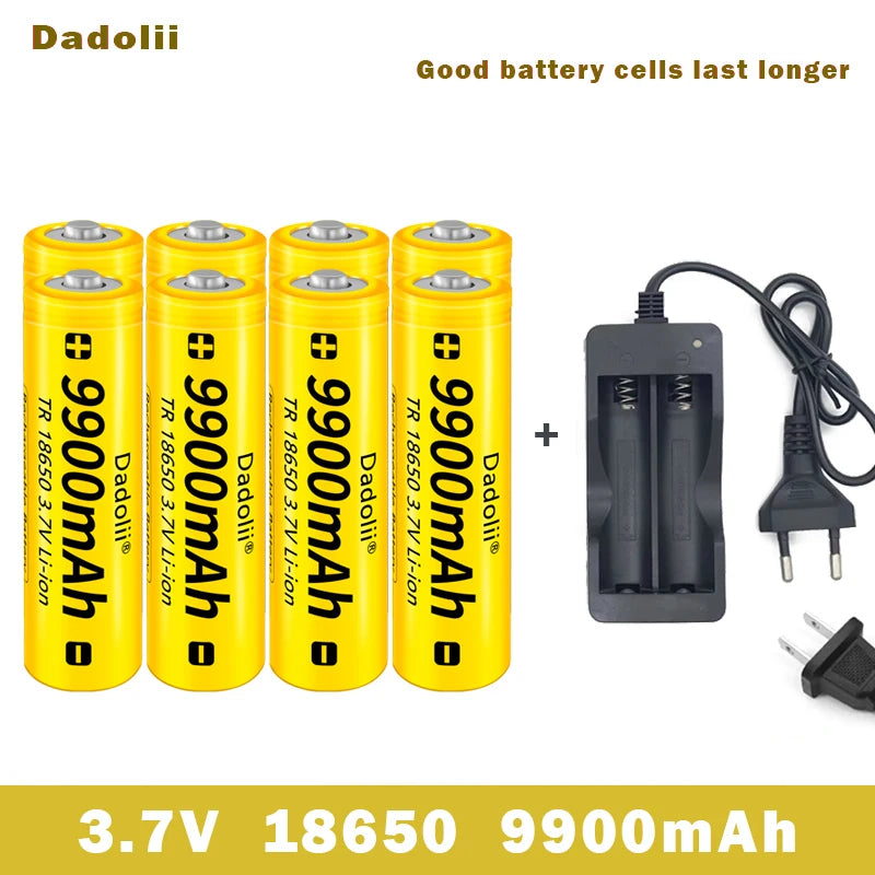 18650 Battery Rechargeable Battery 3.7V 18650 9900mAh Capacity Li-ion Rechargeable Battery For Flashlight Torch Battery+Charger