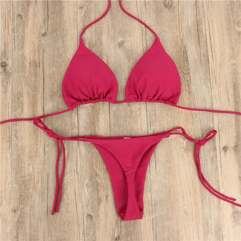 Brazilian Bikini Set Push-up Padded Bra Thong Two Pieces