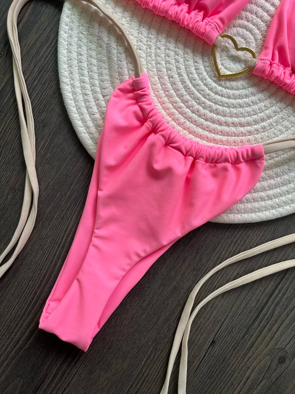 Sexy Halter Solid color Bikini Set Women's Swimsuit Two-piece Triangle Thong