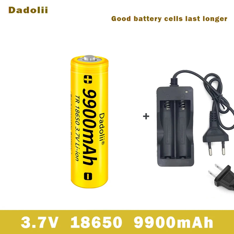 18650 Battery Rechargeable Battery 3.7V 18650 9900mAh Capacity Li-ion Rechargeable Battery For Flashlight Torch Battery+Charger