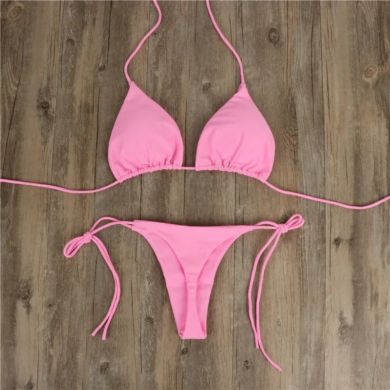 Brazilian Bikini Set Push-up Padded Bra Thong Two Pieces