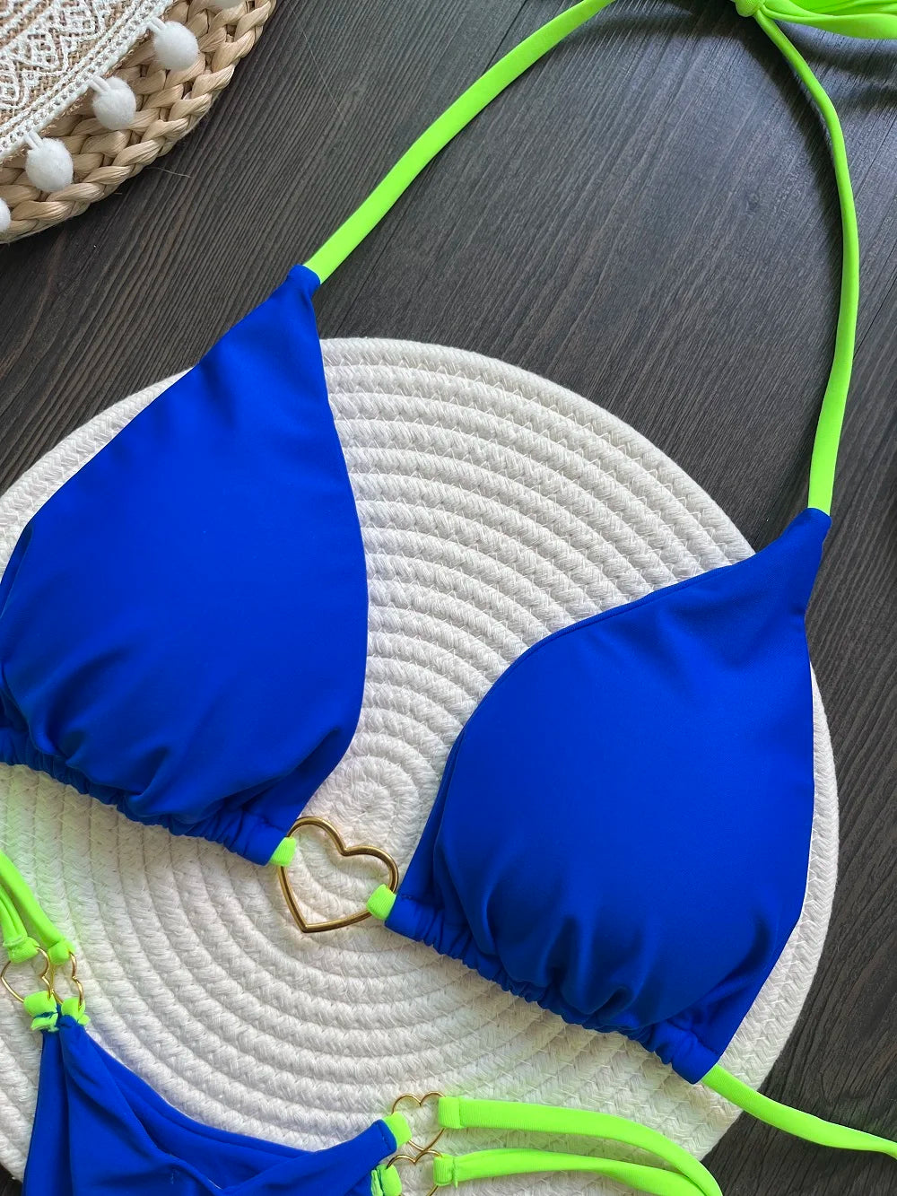 Sexy Halter Solid color Bikini Set Triangle Thong Brazilian