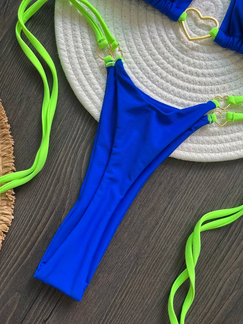 Sexy Halter Solid color Bikini Set Women's Swimsuit Two-piece Triangle Thong